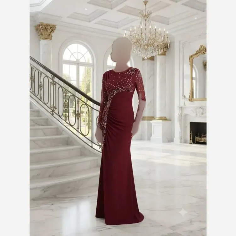 ماکسی مجلسی مدل نیلوفر کرپ دالقیچ نگین کوبی سایز 38 تا 52