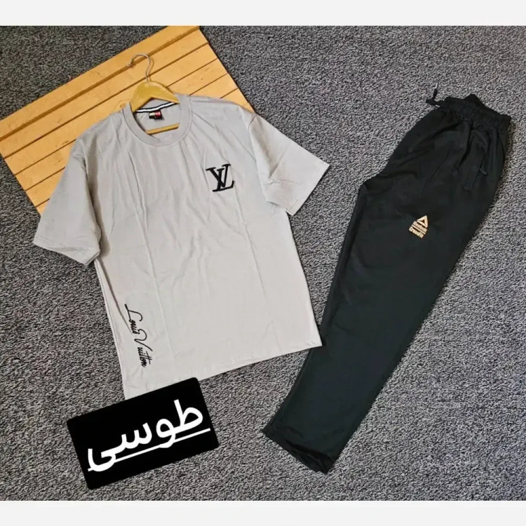 ست تیشرت و شلوار مردانه مدل حافظ جنس پنبه و اسپان نخ گلدوزی شده