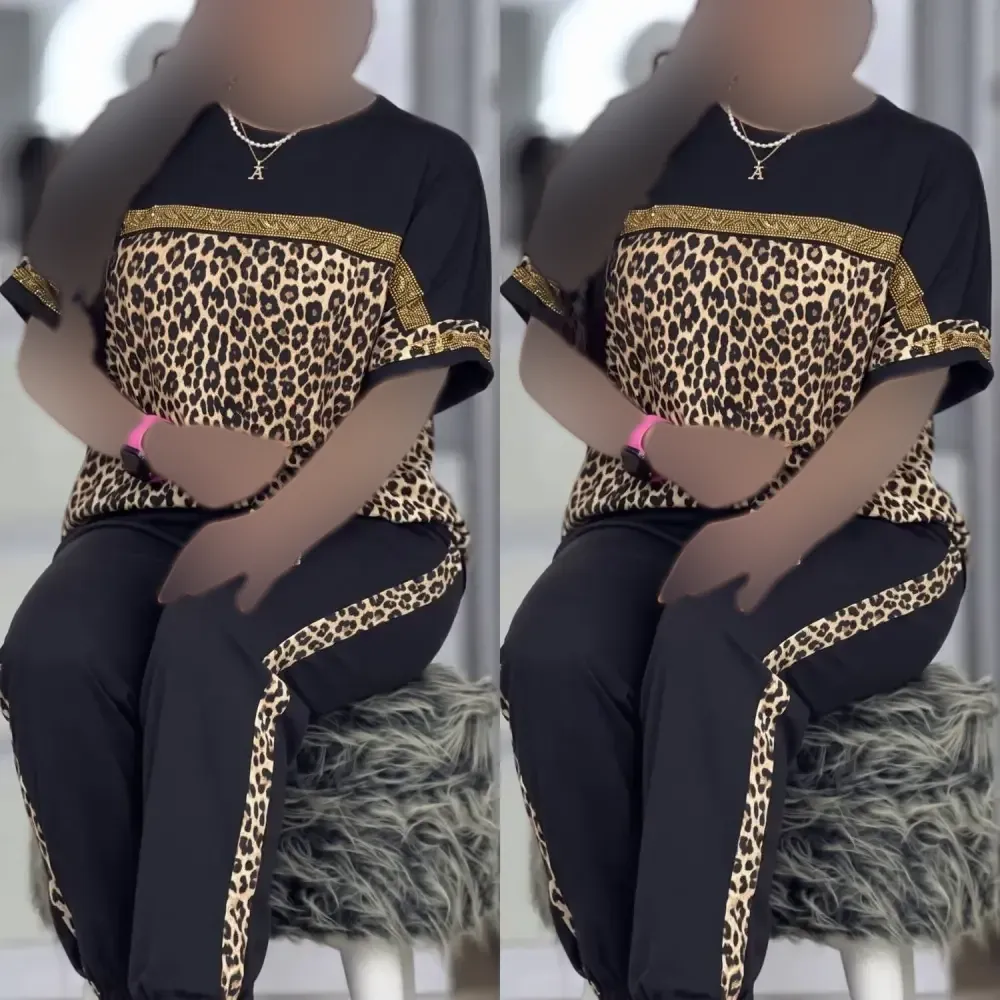 ست تیشرت و شلوار زنانه جنس ویسکوز الیزه کش فری سایز