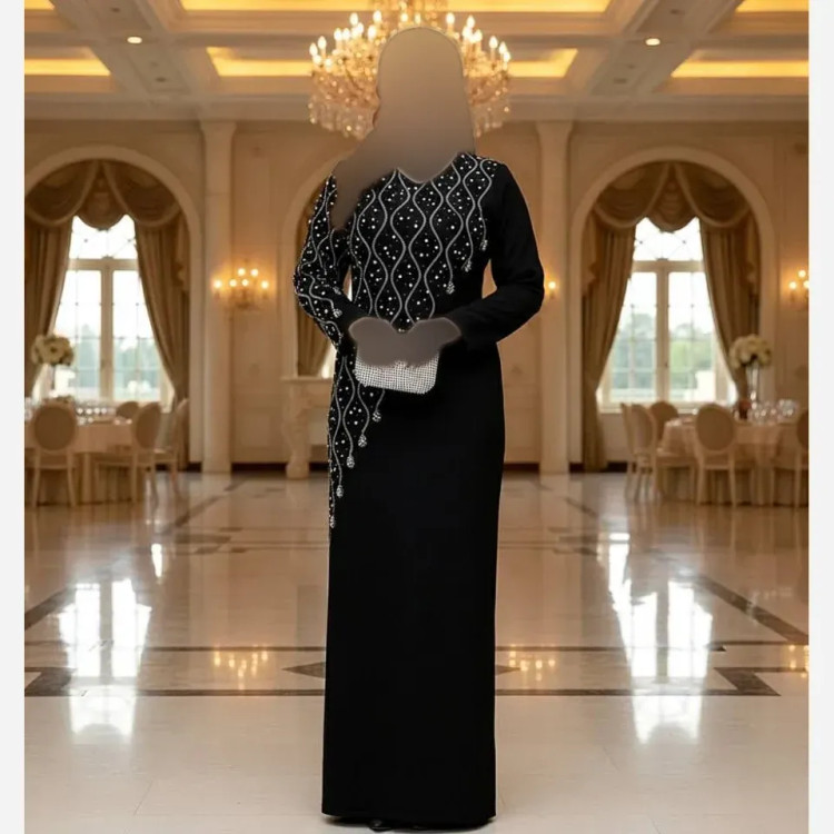 ماکسی مجلسی زنانه کرپ دالقیچ رنگ مشکی