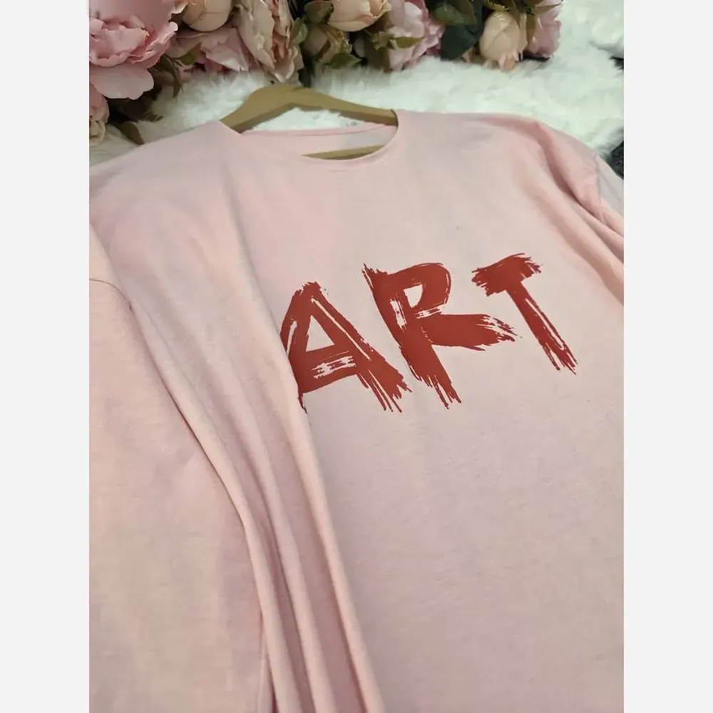 تیشرت باکسی پنبهای زنانه طرح ART اورسایز فری سایز