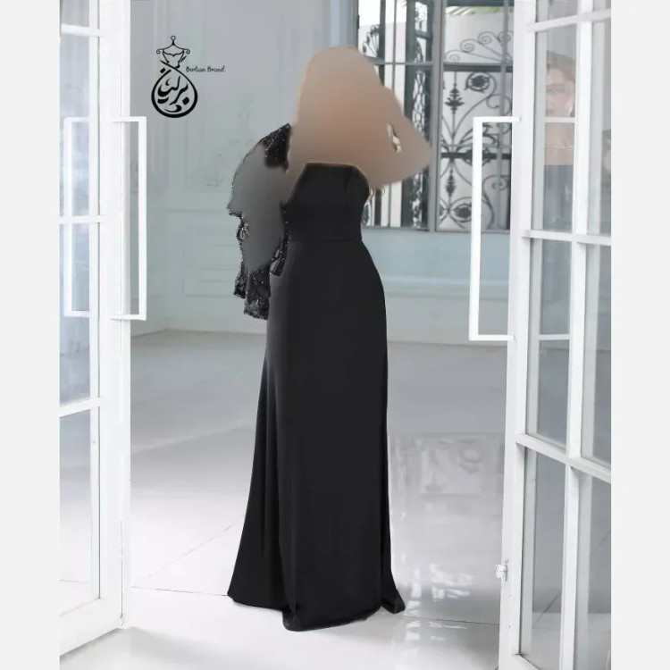 ست دکلته کرپ غواصی و کت ملیله دوزی مشکی رنگ سایز 4
