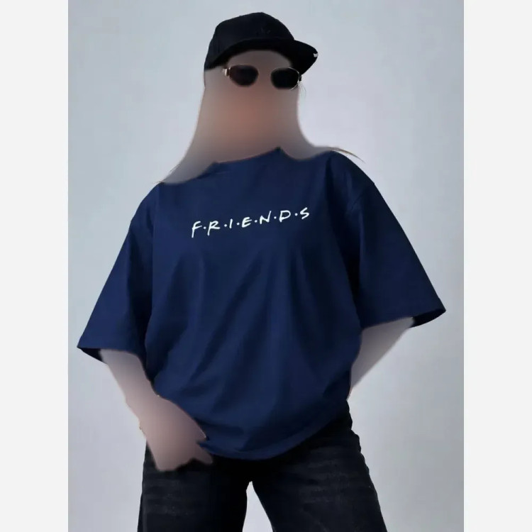 تیشرت باکسی پنبه سوپر مدل یگانه طرح friends فری سایز