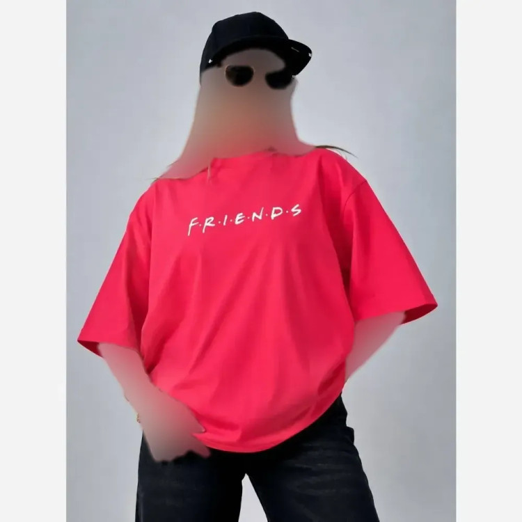 تیشرت باکسی پنبه سوپر مدل یگانه طرح friends فری سایز