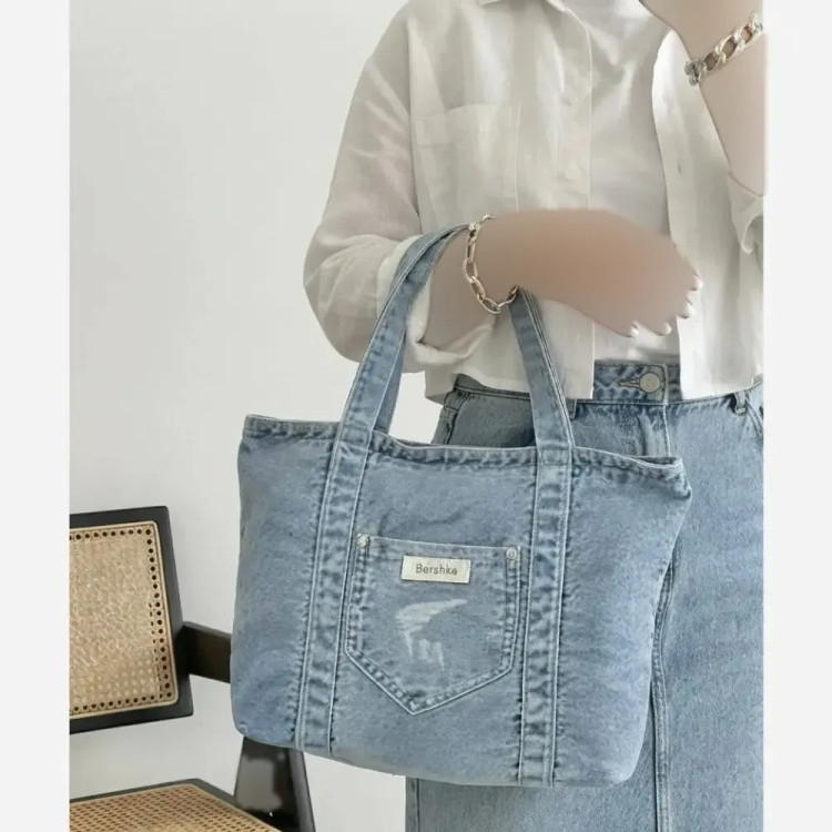 کیف جین دستی و دوشی زنانه لی خارجی درجه یک ابعاد 38 در 30 سانتی متر