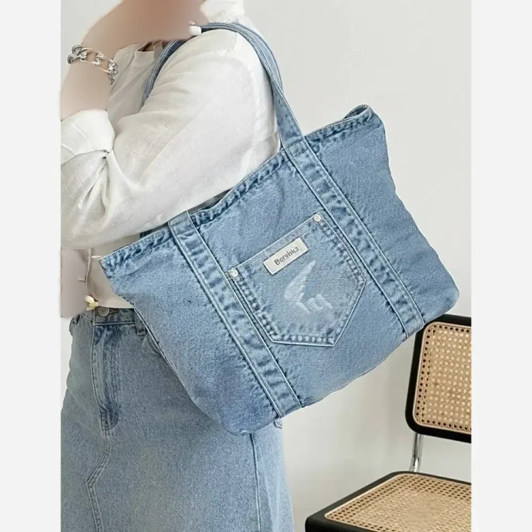 کیف جین دستی و دوشی زنانه لی خارجی درجه یک ابعاد 38 در 30 سانتی متر