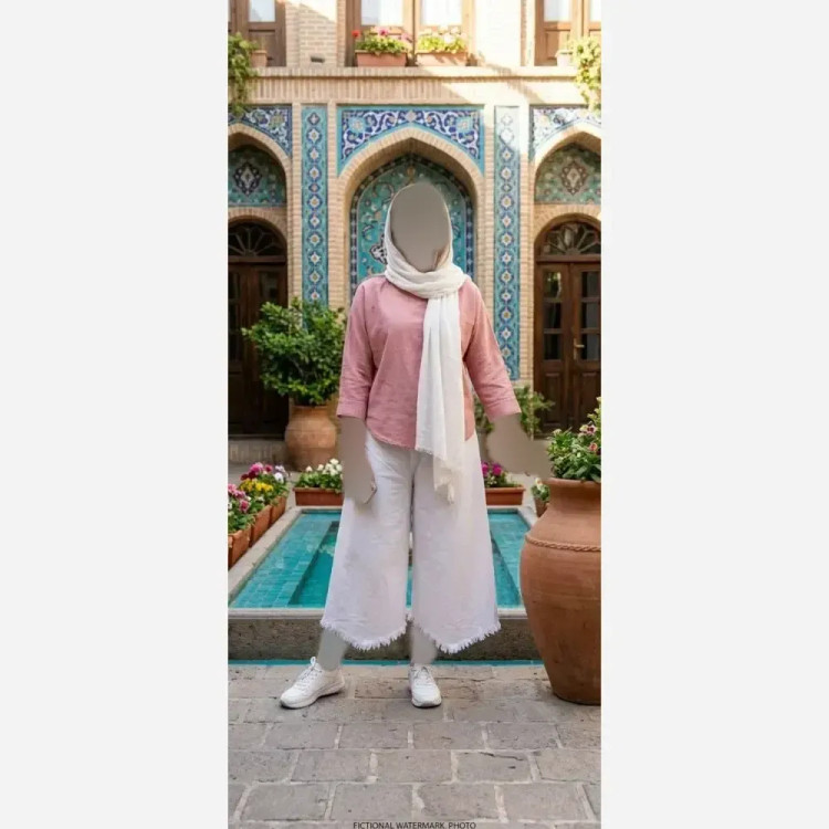 ست رویه زنانه الیاف طبیعی مدل ارکیده پنبه ای فری سایز