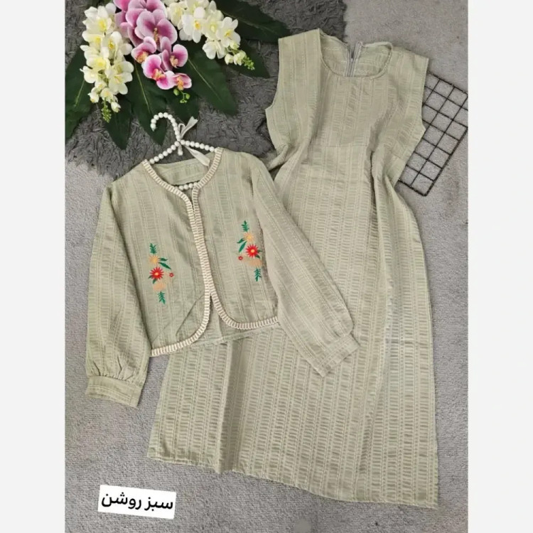 ست سارافون و کت زنانه مدل کوکی گلدوزی شده فری سایز 36 تا 46
