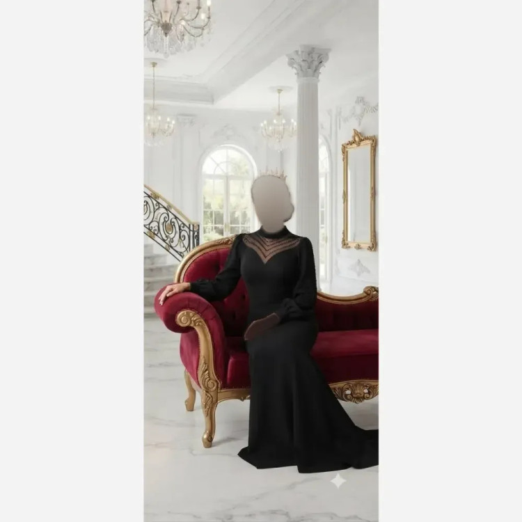 ماکسی مجلسی زنانه کرپ دالقیچ سنگدوزی مشکی سایز 36 تا 50