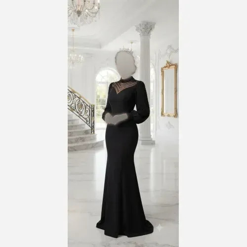 ماکسی مجلسی زنانه کرپ دالقیچ سنگدوزی مشکی سایز 36 تا 50