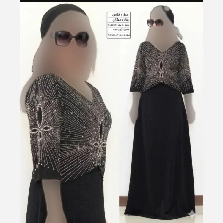 ماکسی مجلسی بیگ سایز کرپ لمه رنگ مشکی