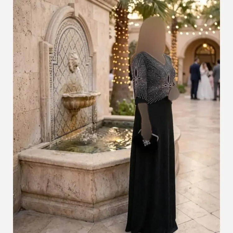 ماکسی مجلسی بیگ سایز کرپ لمه رنگ مشکی