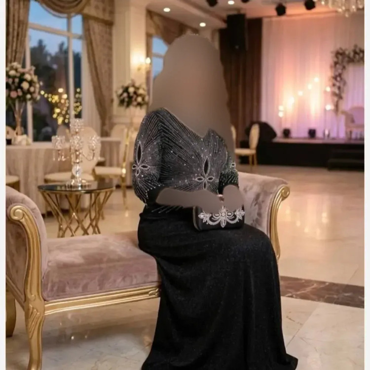 ماکسی مجلسی زنانه کرپ لمه مشکی سایز نرمال
