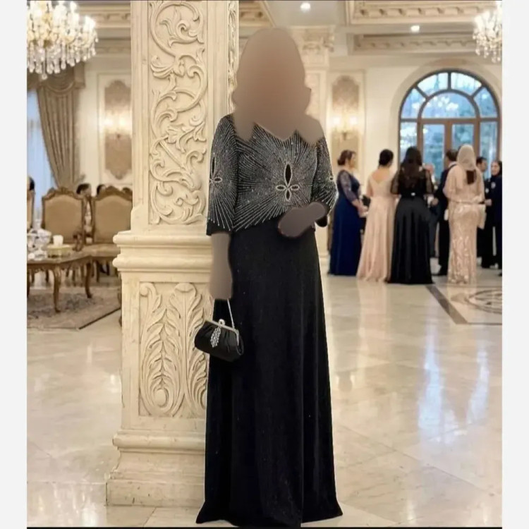 ماکسی مجلسی زنانه کرپ لمه مشکی سایز نرمال