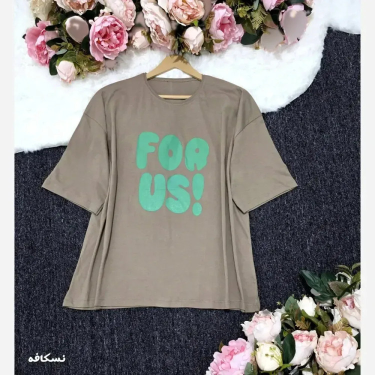 تیشرت باکسی پنبه ای زنانه و دخترانه فری سایز مدل for us