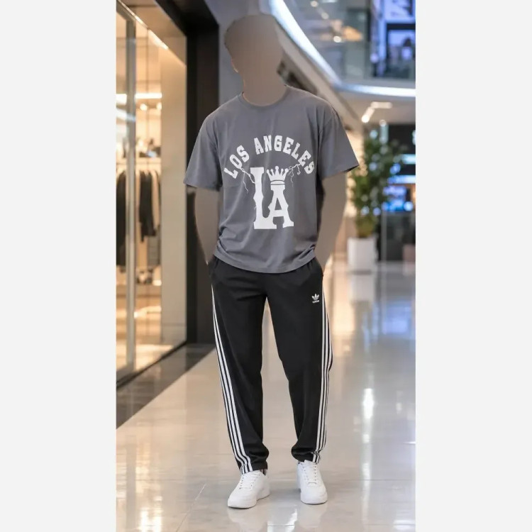 ست تیشرت و شلوار مردانه LV پنبه سوپر و اسپان نخ اعلا