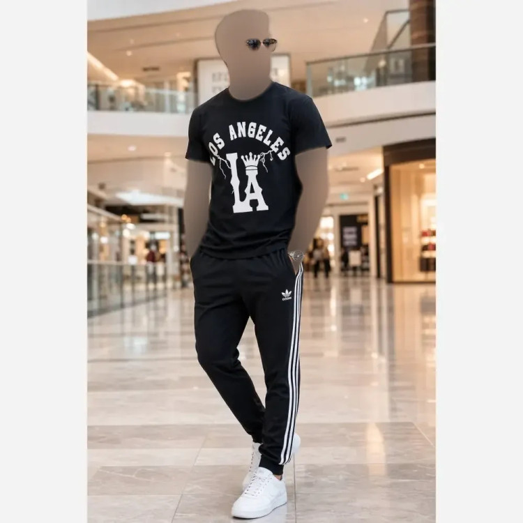 ست تیشرت و شلوار مردانه LV پنبه سوپر و اسپان نخ اعلا