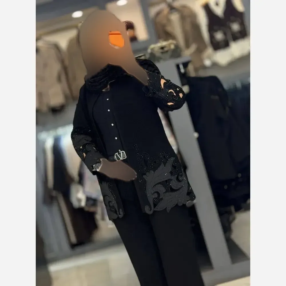 کت شلوار زنانه مدل مهسان جنس کرپ مرویجت رنگ مشکی