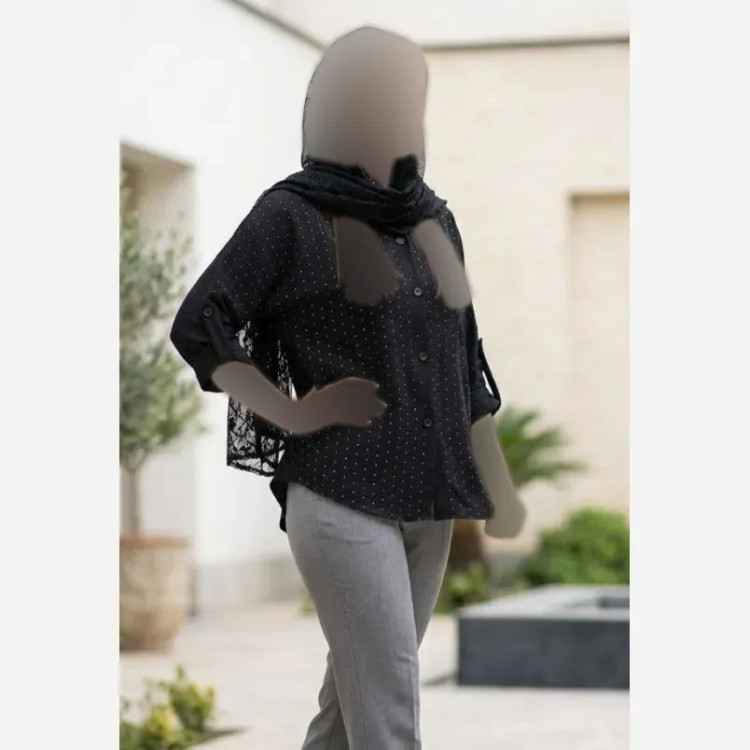 شومیز مجلسی بزایاق مشکی نگیندار فری سایز