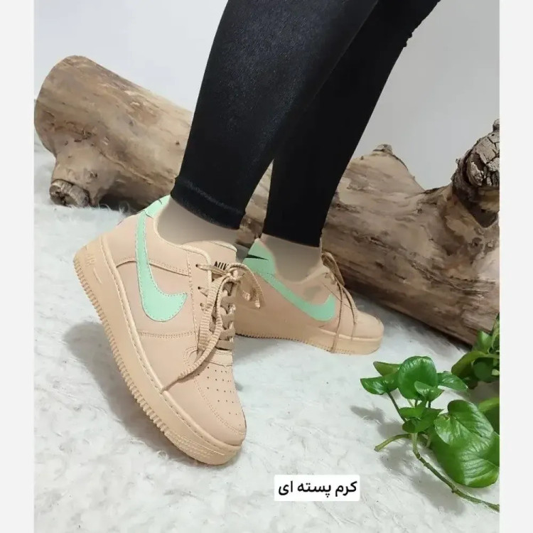 ست کتونی ونس زنانه و مردانه مدل نایک ایر فورس چرم صنعتی مشکی سفید