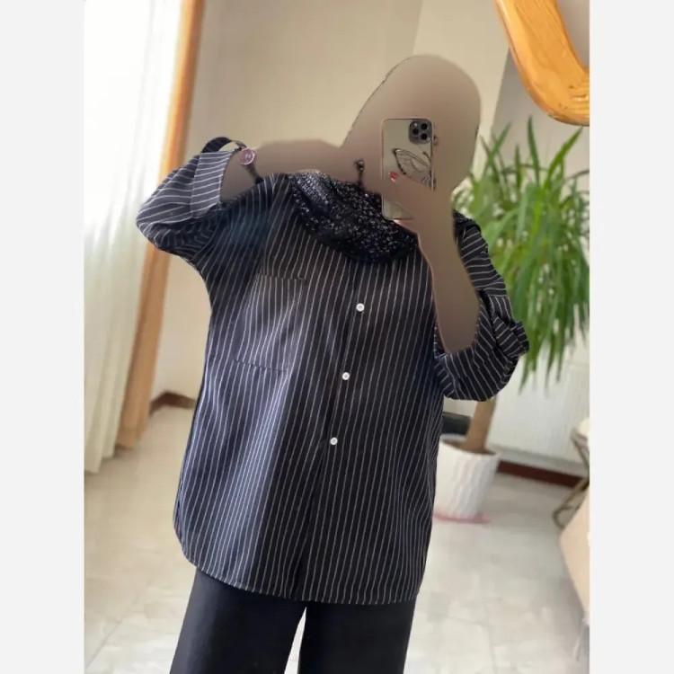 ست شومیز و شلوار زنانه ژاکلین جنس شانتون رنگ مشکی سایز بزرگ