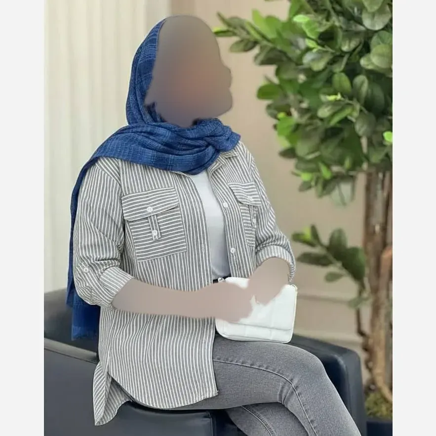شومیز جیب صلیبی راه راه لنین لاکرا ایرانی سایز 38 تا 46