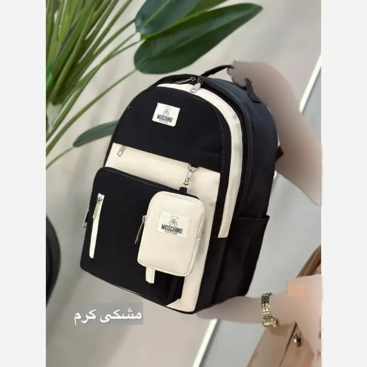 کوله پشتی اسپرت همتا جنس دیبا ضد آب و با کیفیت رنگ مشکی کرم و تمام مشکی