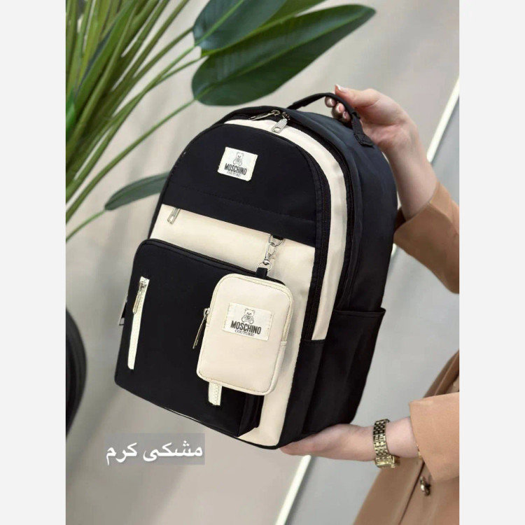 کوله پشتی اسپرت همتا جنس دیبا ضد آب و با کیفیت رنگ مشکی کرم و تمام مشکی
