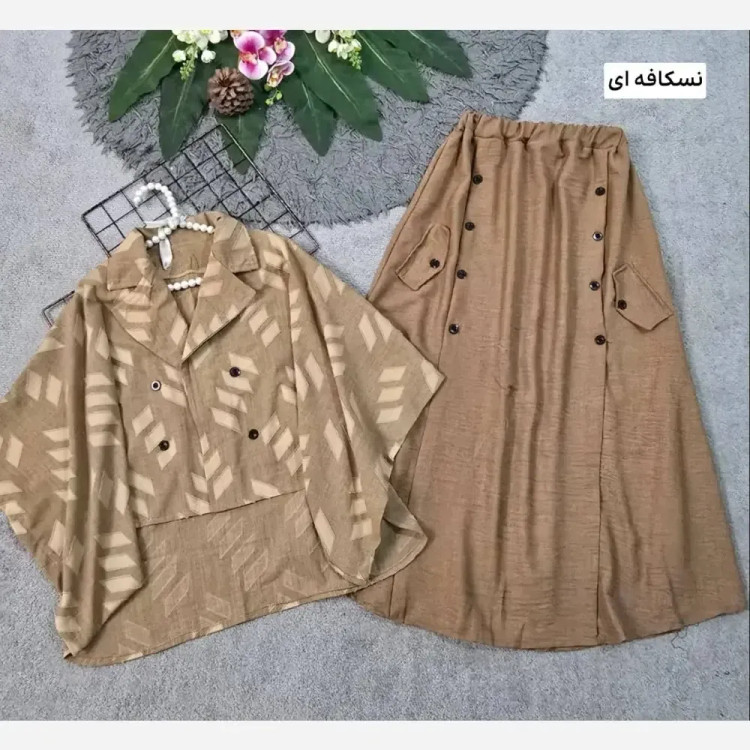 ست شومیز ژاکار کسمه و شلوار شانتون زنانه مدل مادام فری سایز