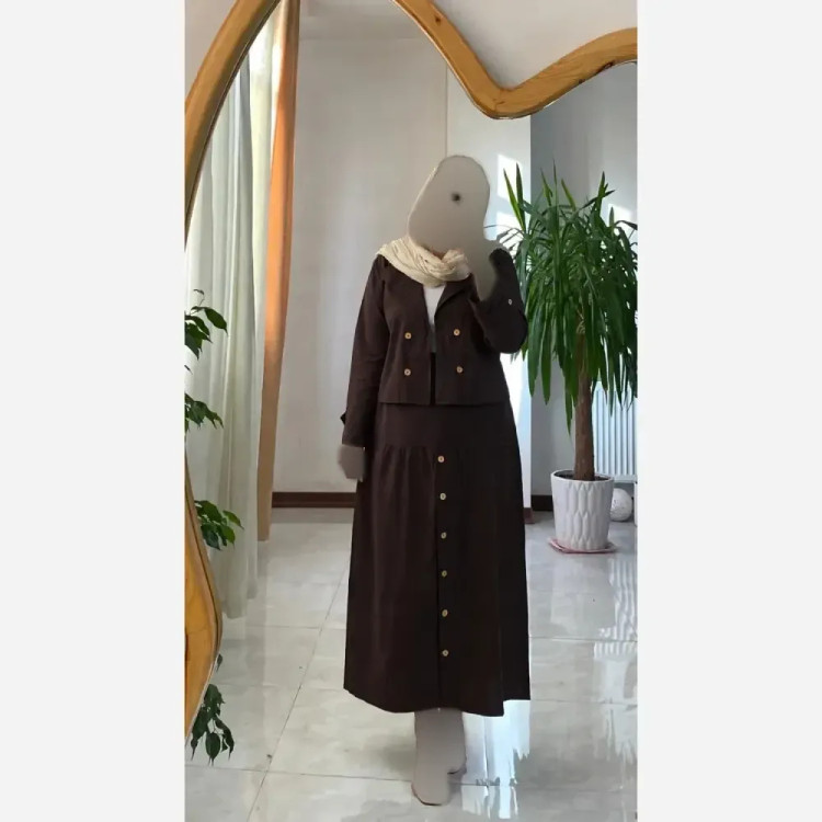 کت دامن جلو دکمه لنین اعلا فری سایز