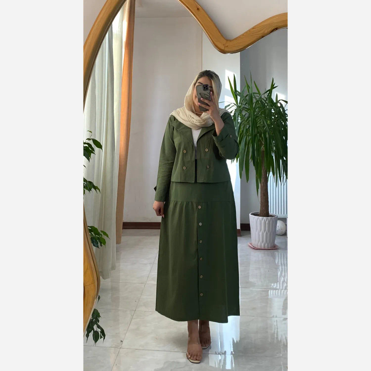 کت دامن جلو دکمه لنین اعلا فری سایز