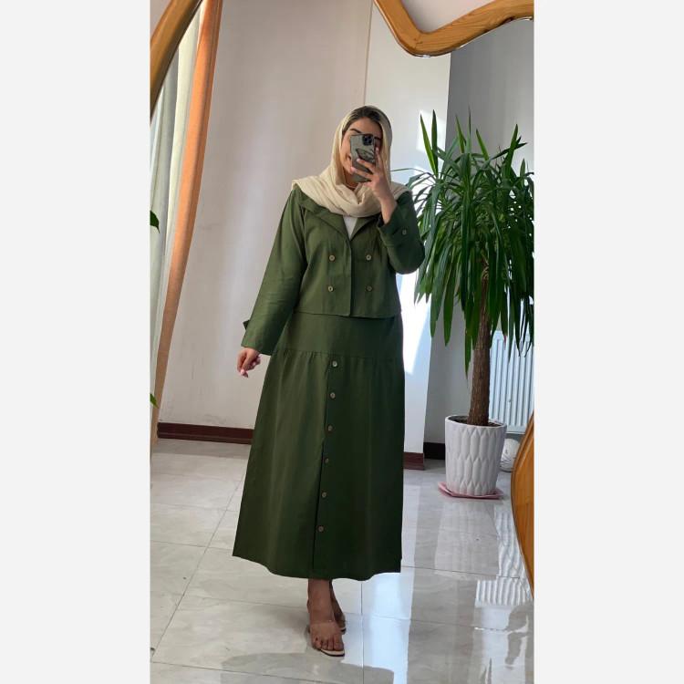 کت دامن جلو دکمه لنین اعلا فری سایز