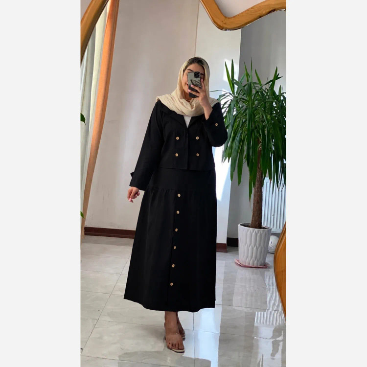 کت دامن جلو دکمه لنین اعلا فری سایز