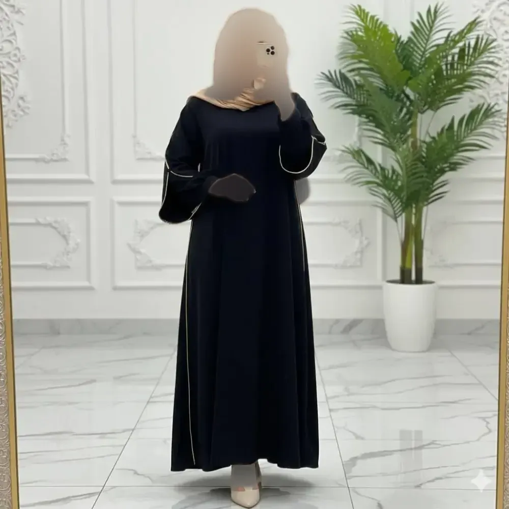 عبای مشکی زنانه مدل ستاره جنس الیزه قد 140
