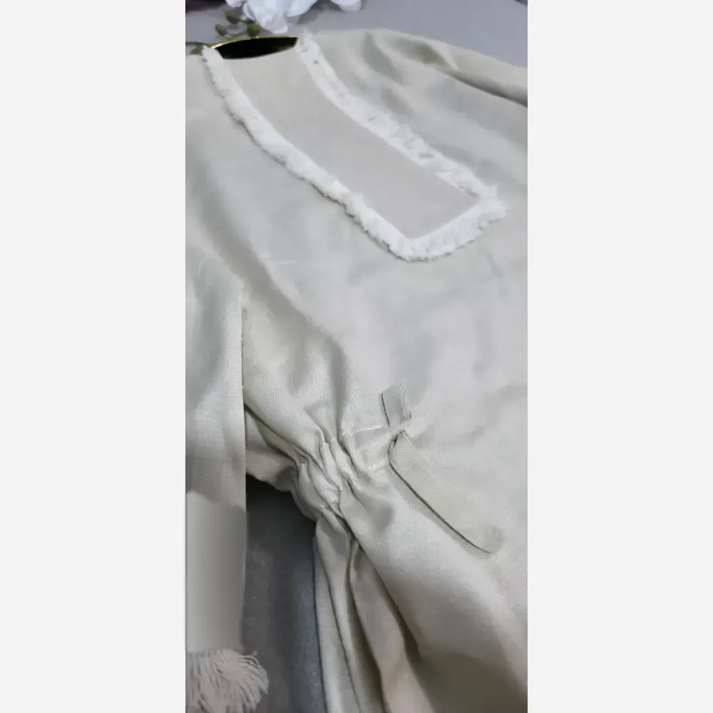 کفتان زنانه آستین ریش لینن کنفی درجه یک فری سایز قد 125