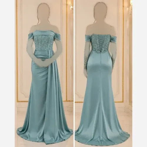 لباس مجلسی زنانه مدل آیلار ساتن زارا و دانتل مخمل سایز 36 تا 46