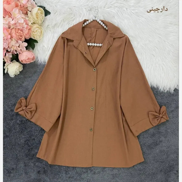 شومیز باکسی لینن زنانه خنک و تابستانه سایز فری تا 48