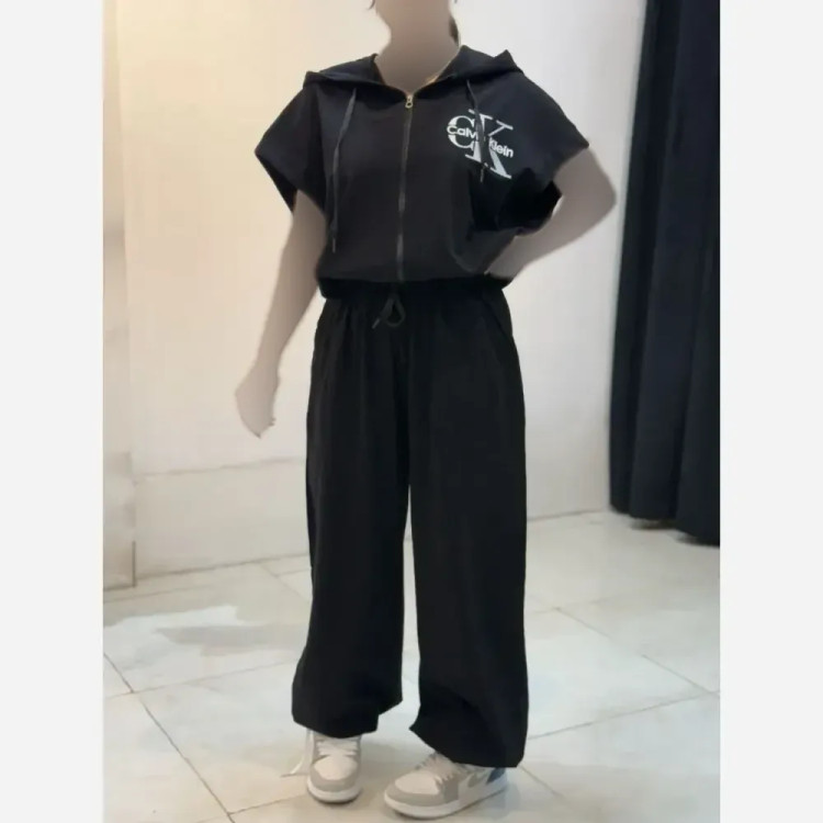 ست وست و شلوار نخ پنبه زنانه مدل ck