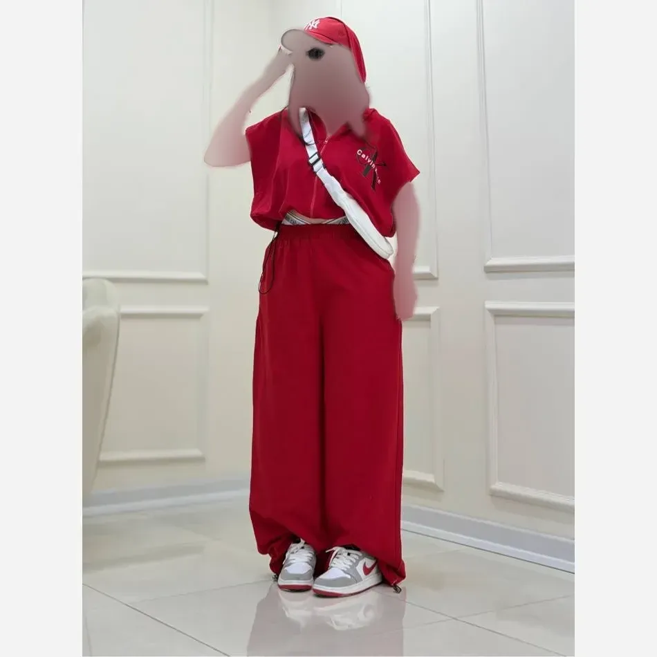 ست وست و شلوار نخ پنبه زنانه مدل ck