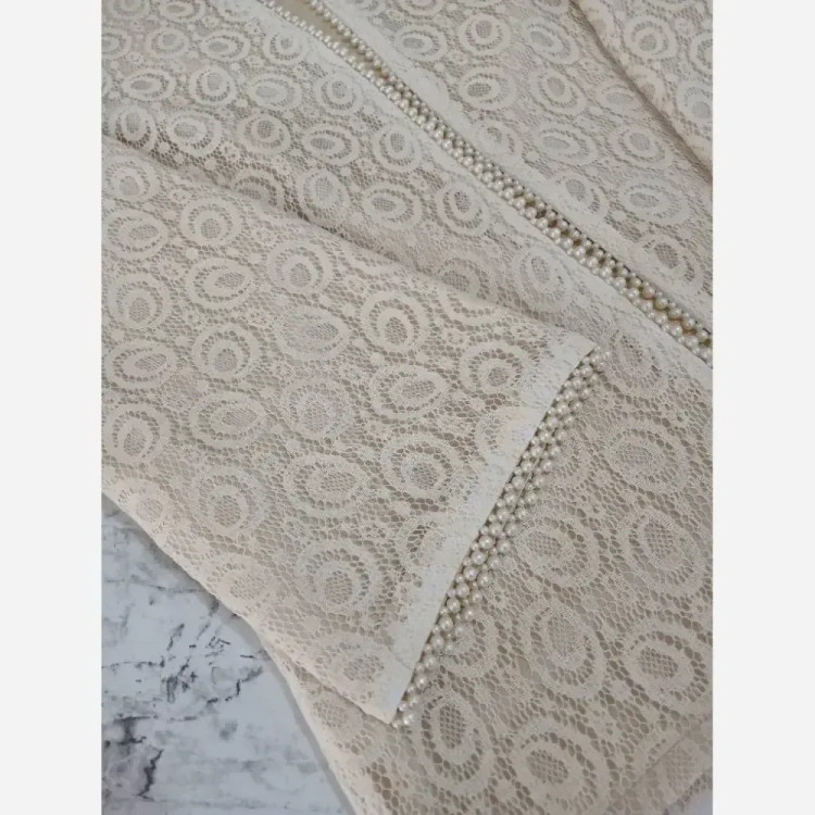 ست کت و شلوار مجلسی زنانه گیپور دانتل و مازراتی مدل گندم