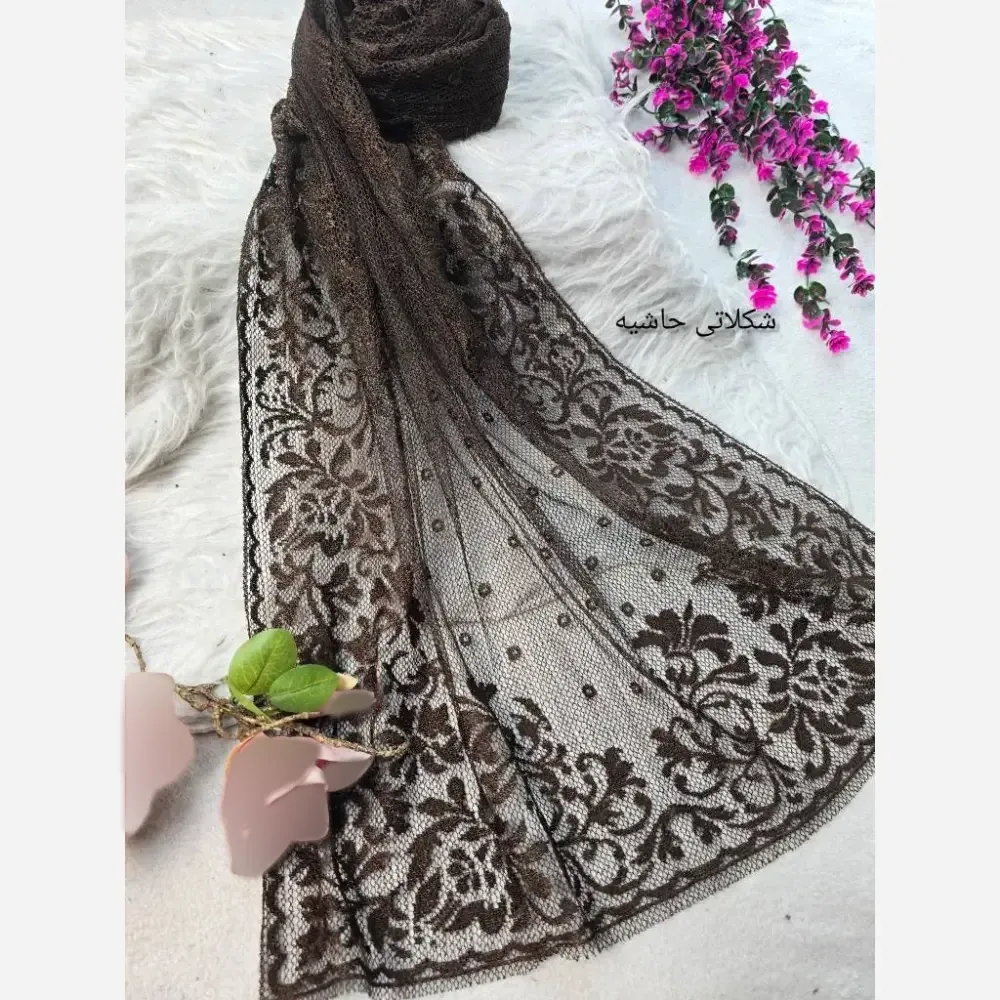 شال تور دانتل طرحدار حاشیه دانتل ابعاد 180 در 70 زنانه