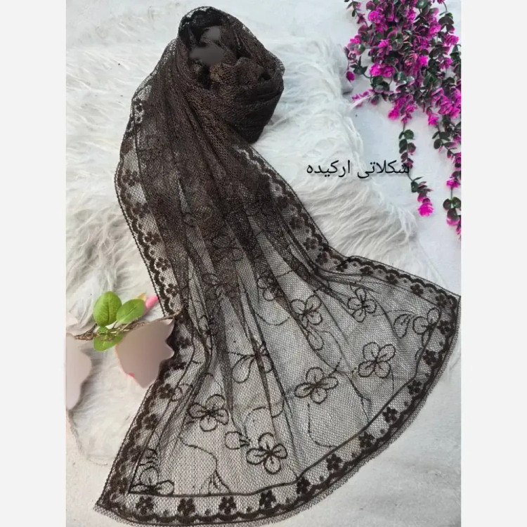 شال تور دانتل طرحدار حاشیه دانتل ابعاد 180 در 70 زنانه