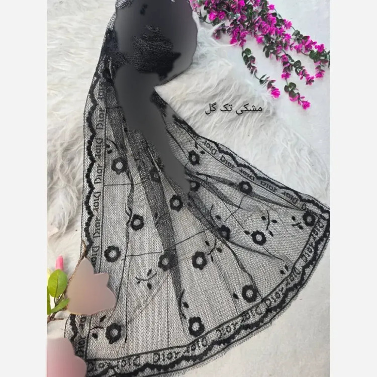 شال تور دانتل طرحدار حاشیه دانتل ابعاد 180 در 70 زنانه
