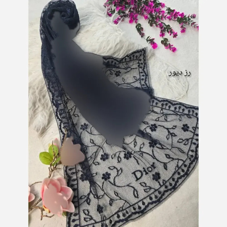 شال تور دانتل طرحدار حاشیه دانتل ابعاد 180 در 70 زنانه
