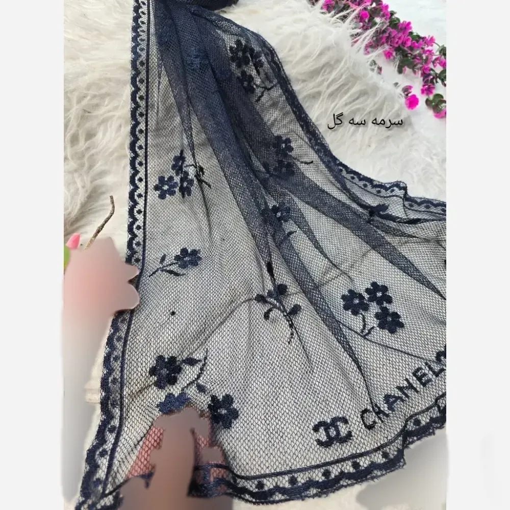 شال تور دانتل طرحدار حاشیه دانتل ابعاد 180 در 70 زنانه
