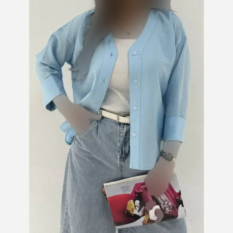 شومیز پیراهنی زنانه مدل مهرسا پارچه پری شیشه ای وارداتی فری سایز