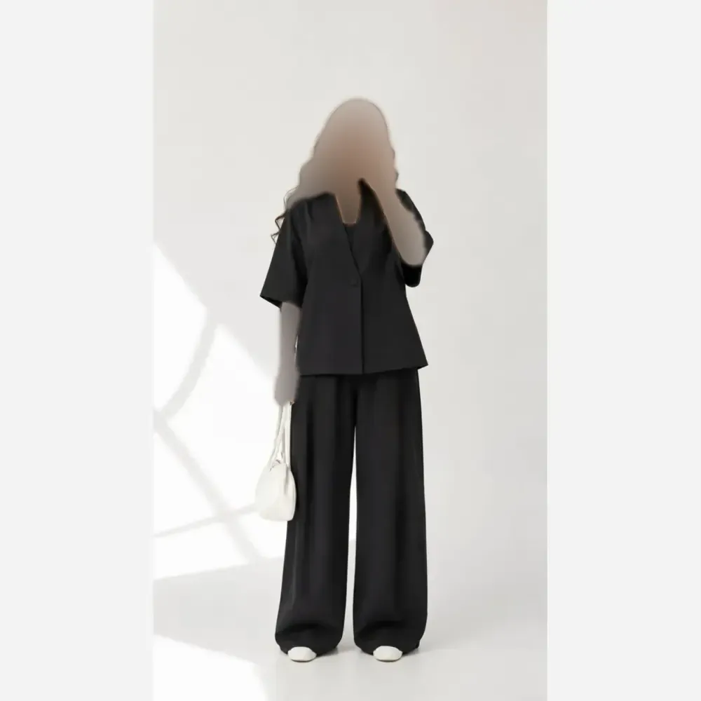 ست تک دکمه کرپ مازراتی وارداتی درجه یک رنگ مشکی سورمه ای قهوه ای نسکافه ای فری سایز 38 تا 46