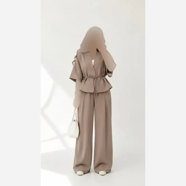 ست کت و شلوار زنانه کرپ مازراتی چهارفصل جیبدار
