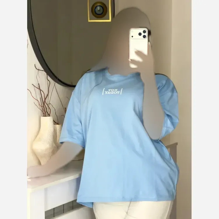 تیشرت باکسی زنانه طرح NOT TODAY جنس سوپر پنبه فری سایز