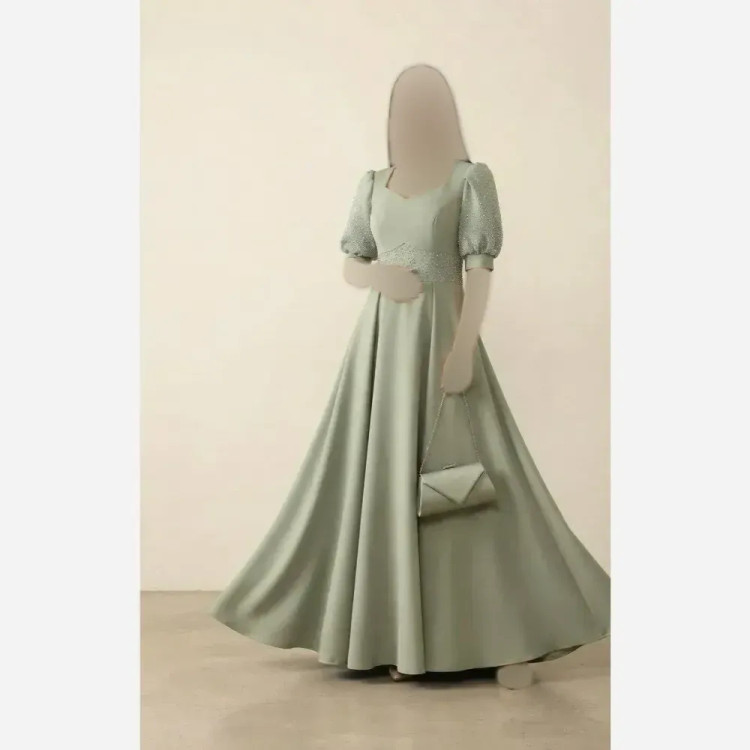 پیراهن ماکسی کرپ مازراتی نگین پرسی حرارتی زنانه سایزبندی 1 تا 4 رنگ مشکی کاهویی آسمانی